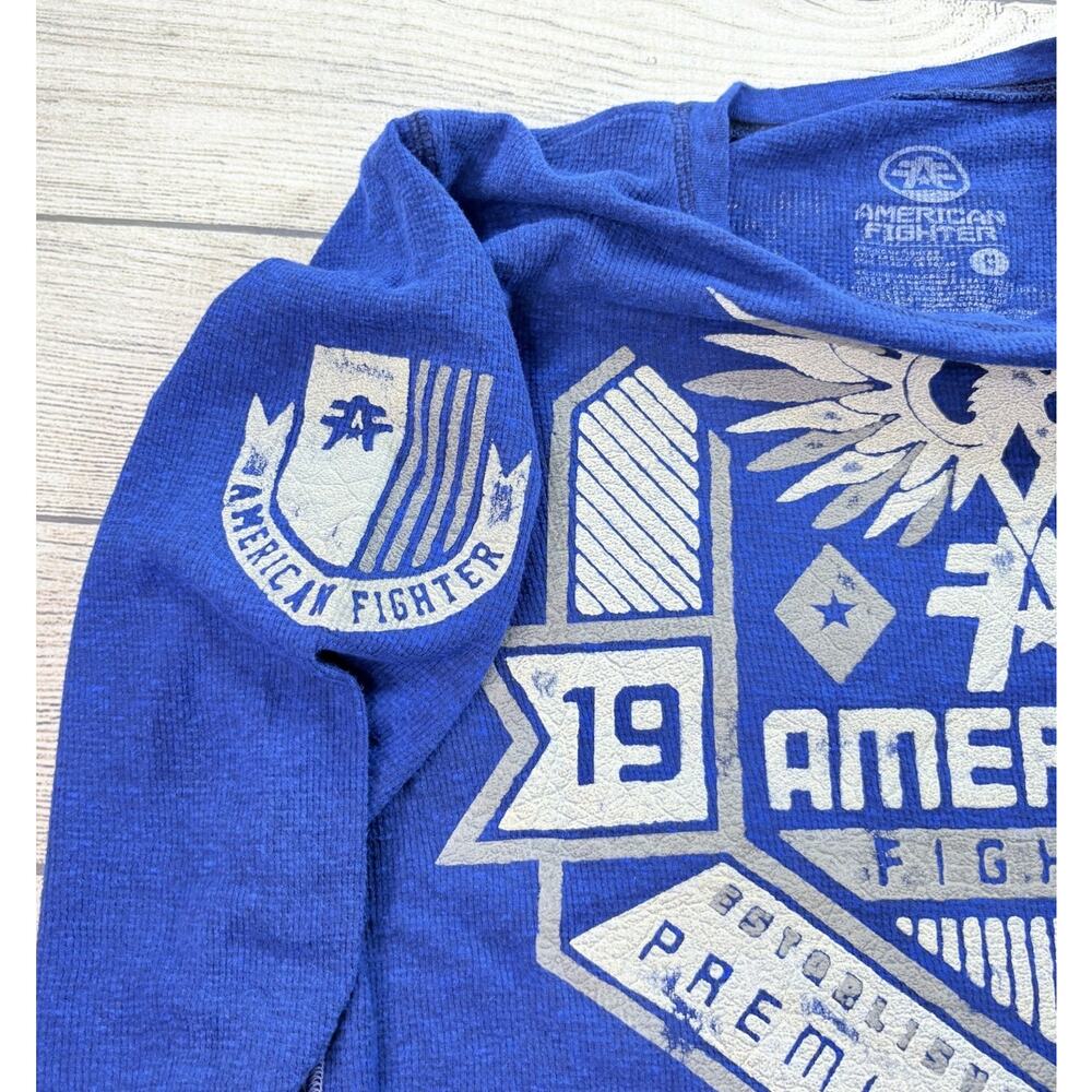 American Fighter Mens Graphic Crew Neck Thermal Long Sleeve Shirt Blue Size M - Picture 5 of 7